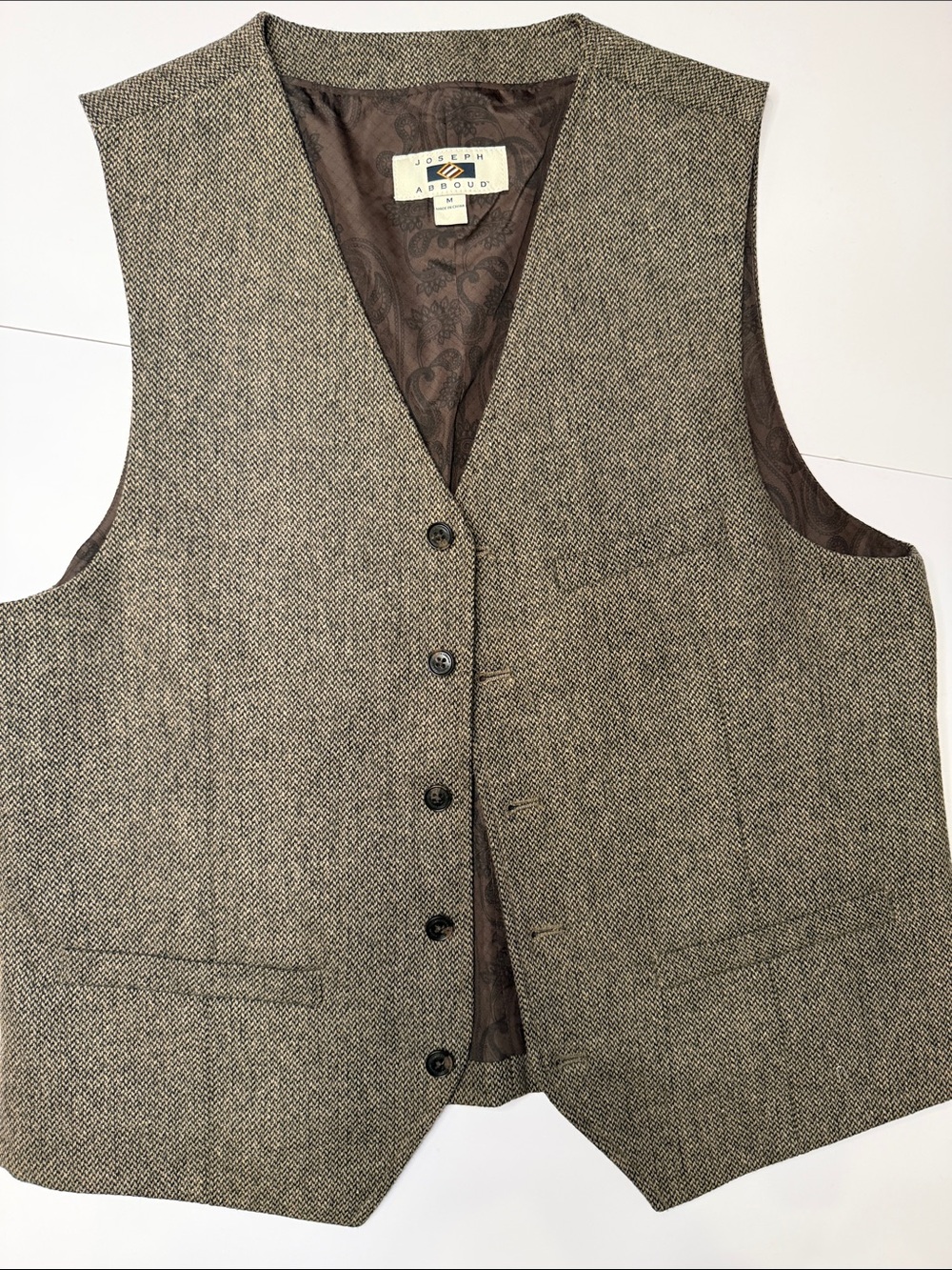Joseph Abboud Brown Herringbone Men's Vest (like new!)